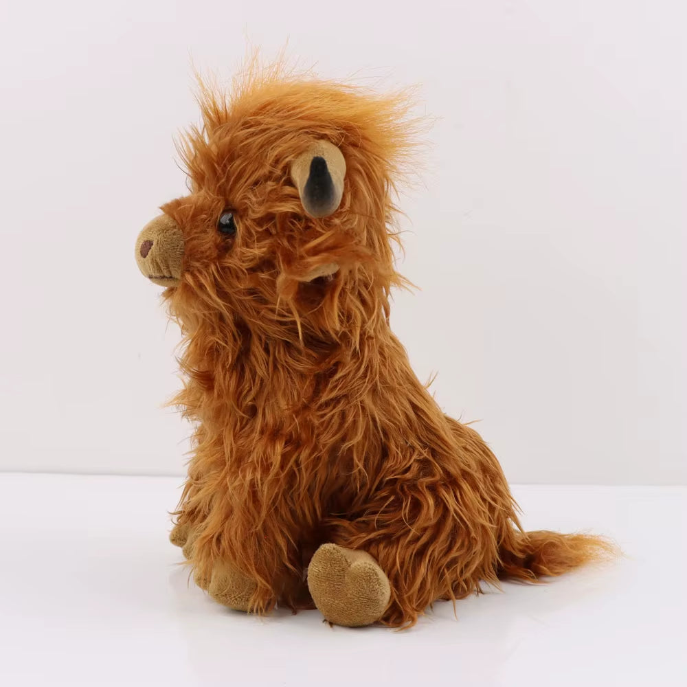 Highland Cow Plush Toy - Adorable Realistic Stuffed Animal with Long Fluffy Hair, Soft Cuddly Gift for Kids, Children & Collecto